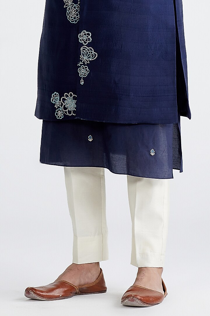 Navy Blue Hand Embellished Wedding Sherwani Set by MEGHA BANSAL MEN at Pernia's Pop Up Shop