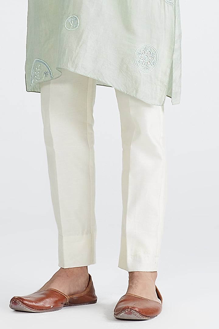 Mint Silk Embroidered Kurta Set by MEGHA BANSAL MEN at Pernia's Pop Up Shop