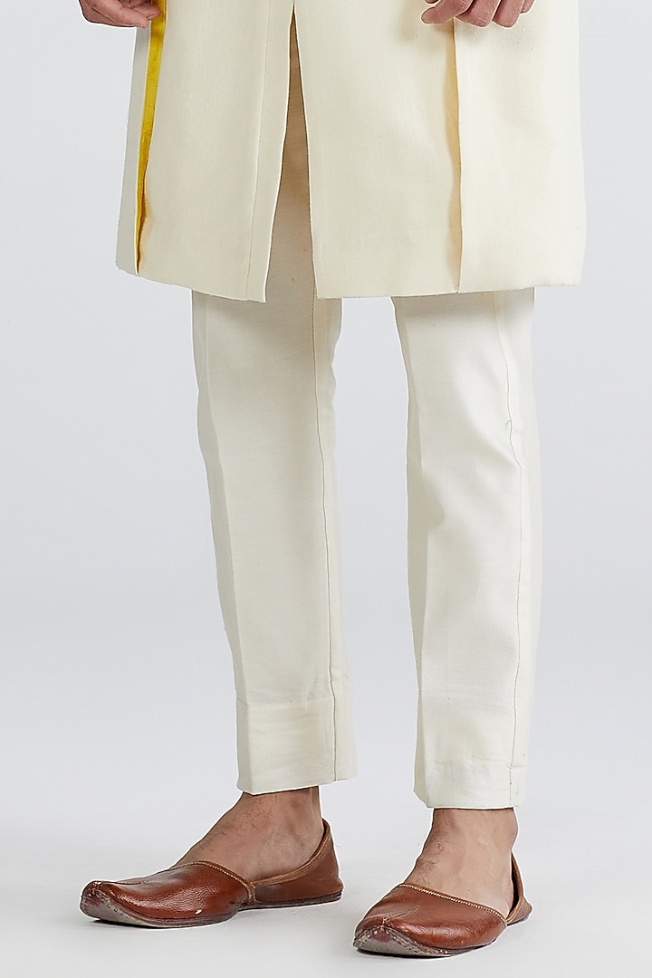 Ecru Silk Embellished Groom Sherwani Set by MEGHA BANSAL MEN at Pernia's Pop Up Shop