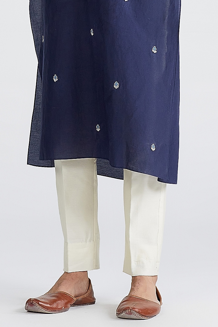 Navy Blue Embroidered Nehru Jacket With Kurta Set by MEGHA BANSAL MEN at Pernia's Pop Up Shop