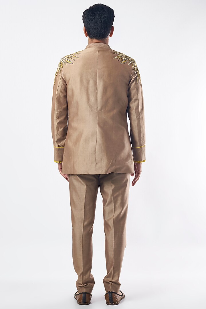 Pewter Grey Pant Set With Bundi Jacket by MEGHA BANSAL MEN at Pernia's Pop Up Shop