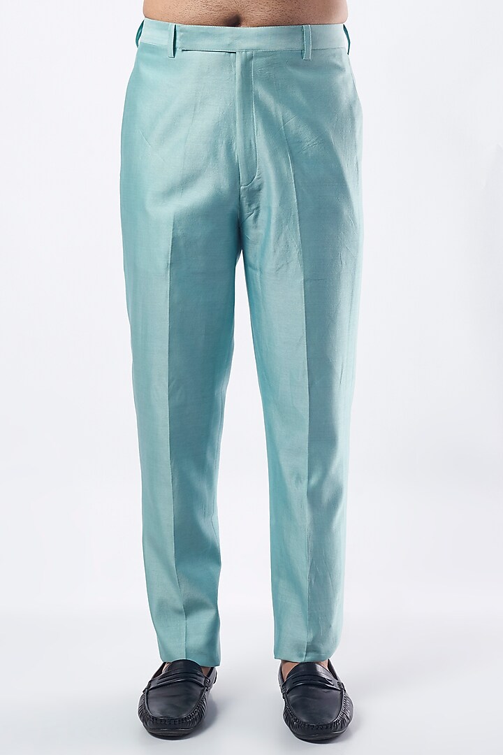 Blue Ombre Embroidered Kurta Set by MEGHA BANSAL MEN at Pernia's Pop Up Shop