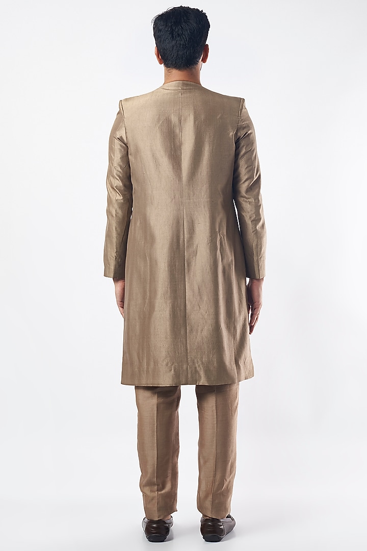 Grey Embroidered Wedding Sherwani Set by MEGHA BANSAL MEN at Pernia's Pop Up Shop