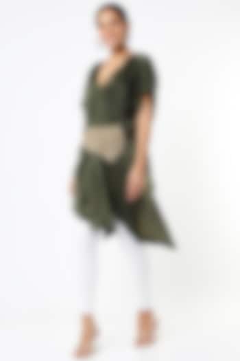Olive Green Draped Top by Megha Garg at Pernia's Pop Up Shop