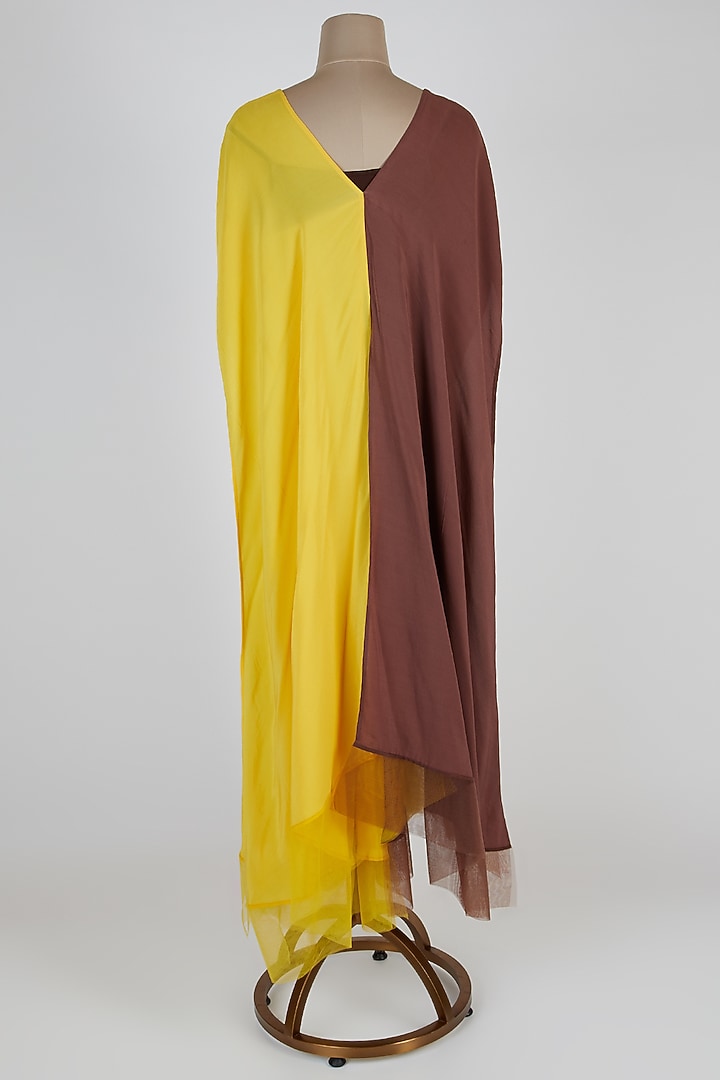 Yellow & Brown Kaftan Vacation Dress With Inner by Megha Garg at Pernia's Pop Up Shop