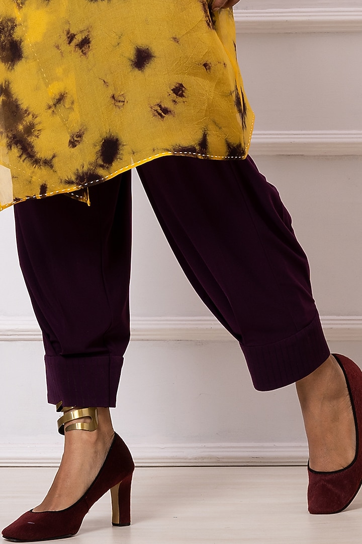 Yellow & Brown Organza Printed Jacket Set by Megha Garg at Pernia's Pop Up Shop