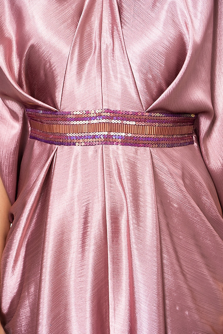 Onion Pink Gucci Satin Printed Kaftan Jumpsuit by Megha Garg at Pernia's Pop Up Shop