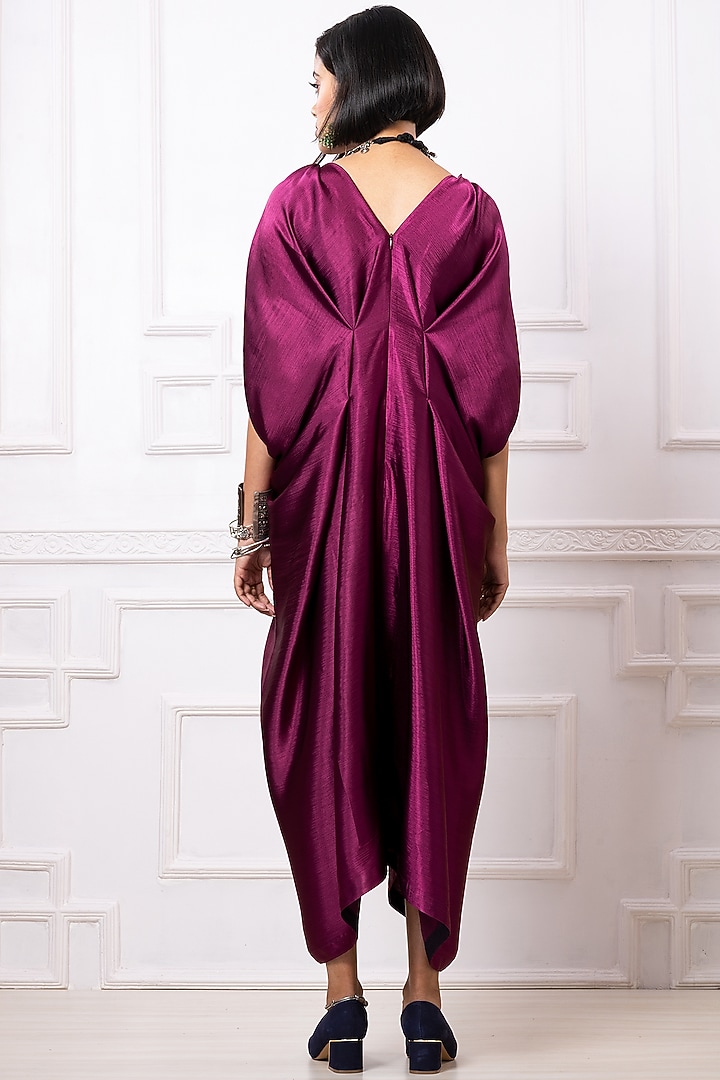 Wine Gucci Satin Kaftan Jumpsuit by Megha Garg at Pernia's Pop Up Shop