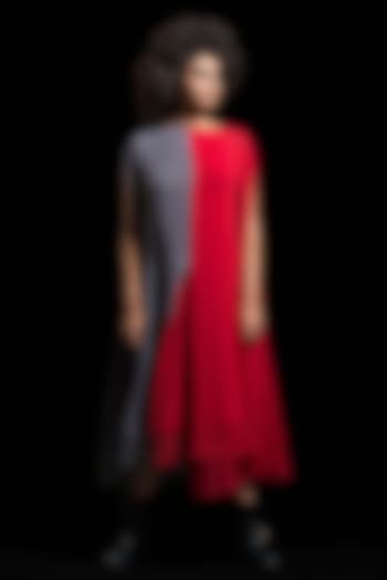 Red & Grey Kaftan Dress by Megha Garg