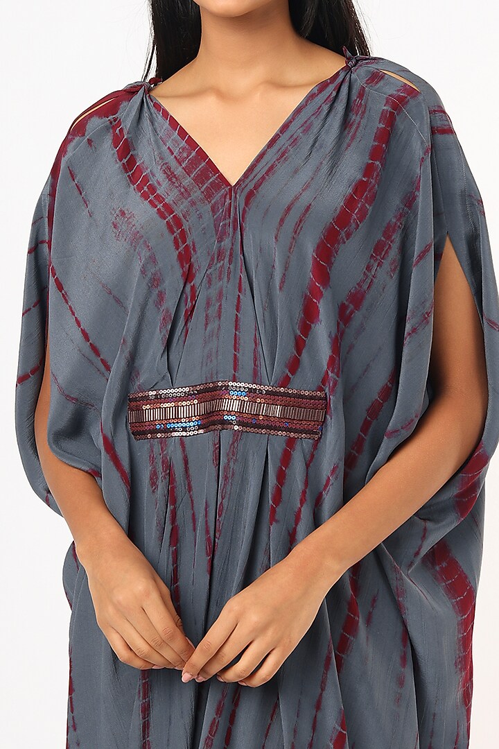 Grey Crepe Shibori Jumpsuit by Megha Garg at Pernia's Pop Up Shop