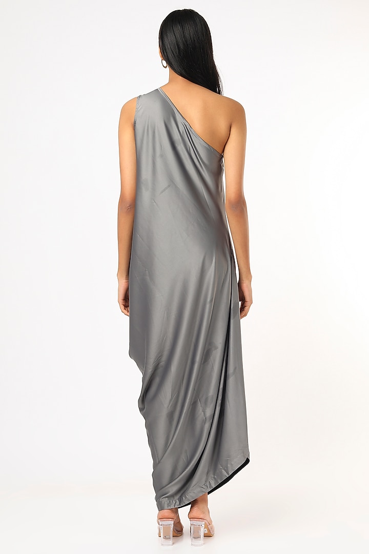 Grey Satin Cowl Summer Dress by Megha Garg at Pernia's Pop Up Shop