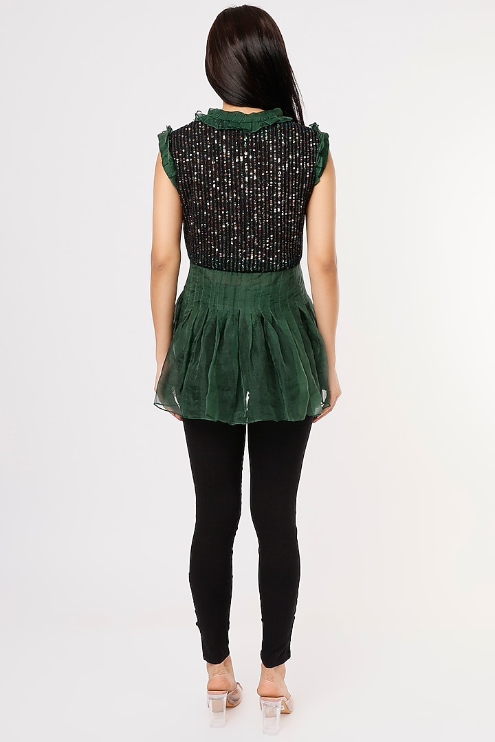 Emerald Green Embroidered Top by Megha Garg at Pernia's Pop Up Shop