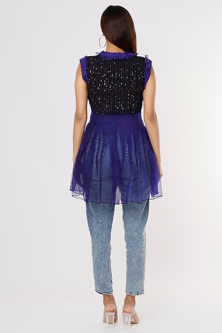 Purple & Black Embroidered Top by Megha Garg at Pernia's Pop Up Shop