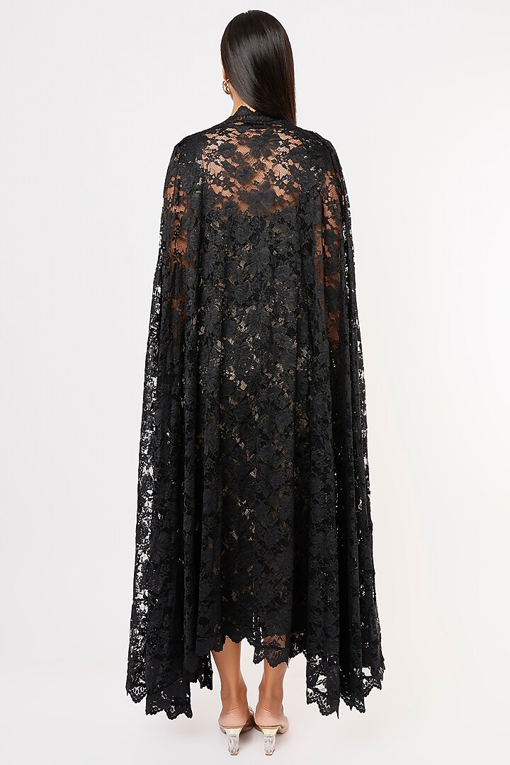 Black Net Draped Gown by Megha Garg at Pernia's Pop Up Shop