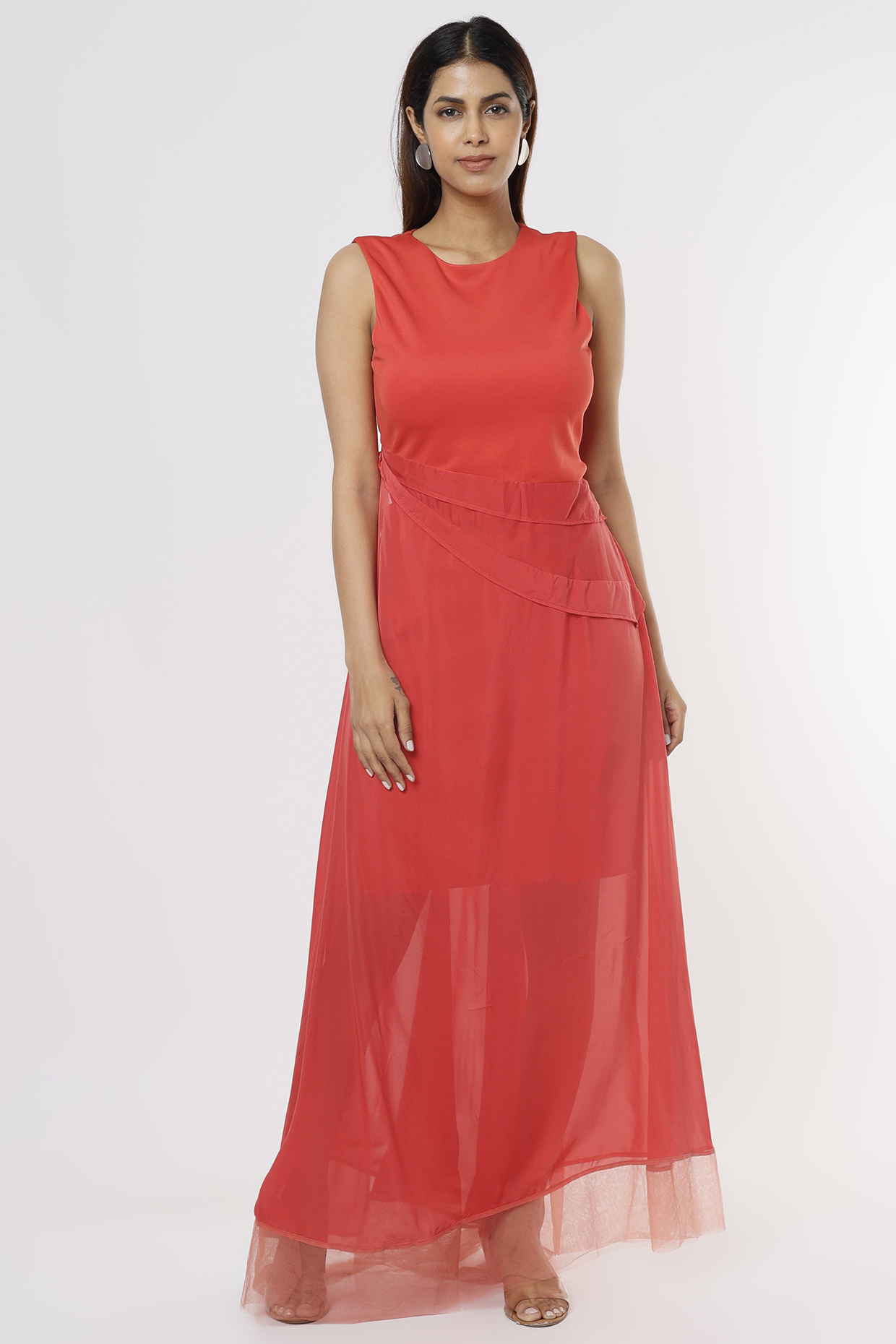 Peach Draped Gown by Megha Garg at Pernia's Pop Up Shop