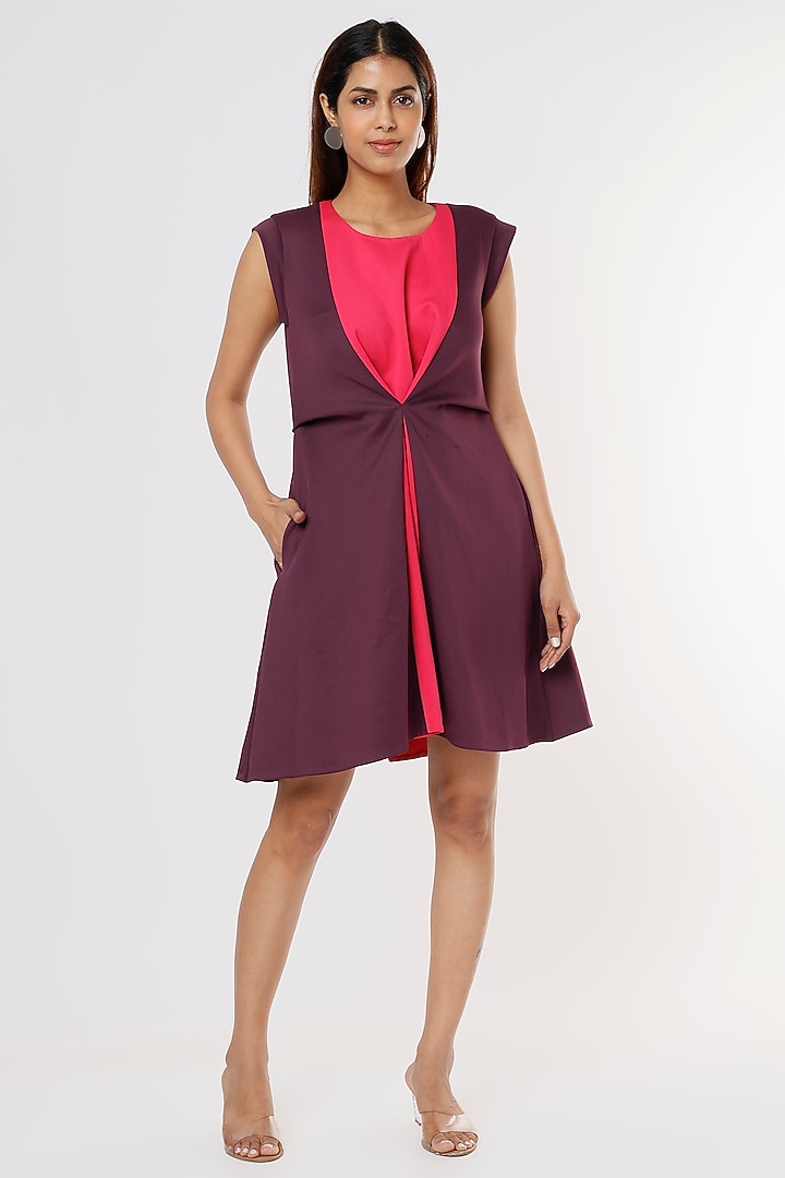 Pink & Purple Scuba Mini Jacket Summer Dress by Megha Garg at Pernia's Pop Up Shop