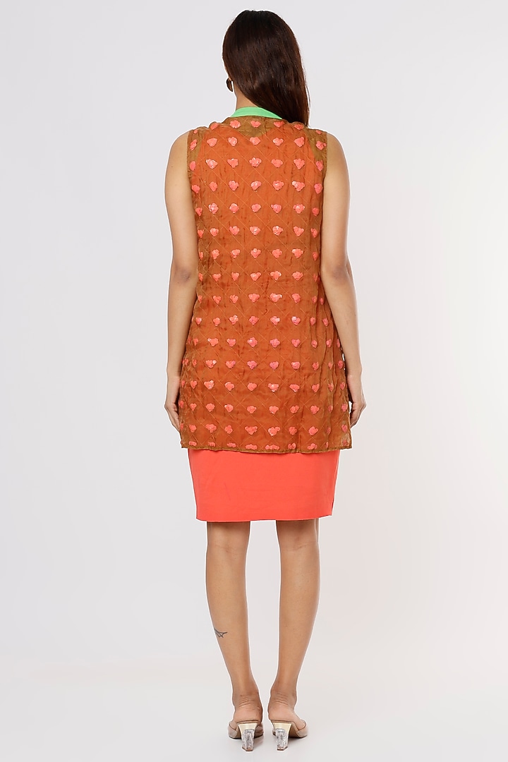 Orange Embellished Mini Jacket Summer Dress by Megha Garg at Pernia's Pop Up Shop