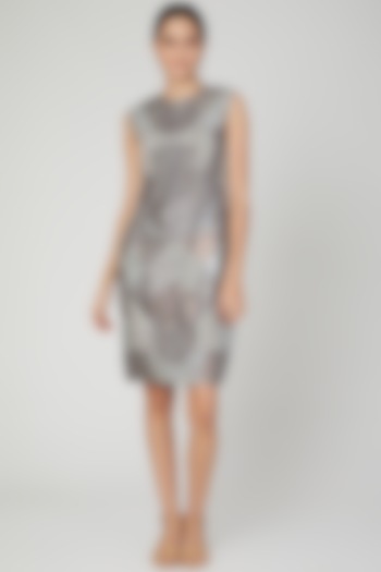 Silver Embroidered Quilted Cocktail Dress by Megha Garg at Pernia's Pop Up Shop