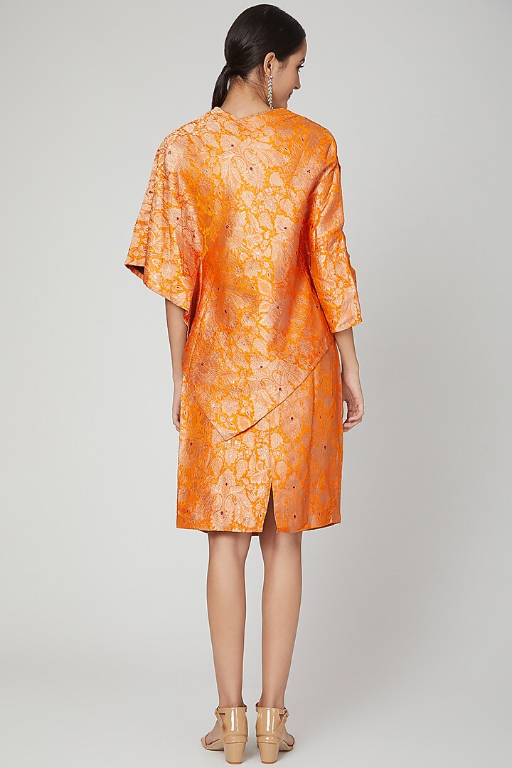 Orange Brocade Top With Skirt Vacation Dress by Megha Garg at Pernia's Pop Up Shop