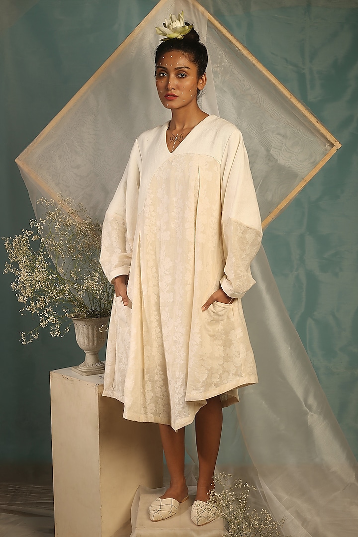 Off-White Khadi Dress by Megha Garg