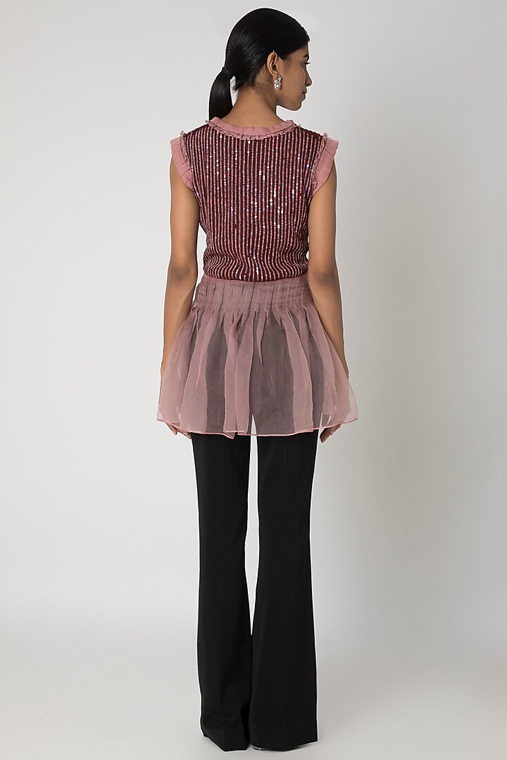 Maroon & Pink Embellished Top by Megha Garg at Pernia's Pop Up Shop