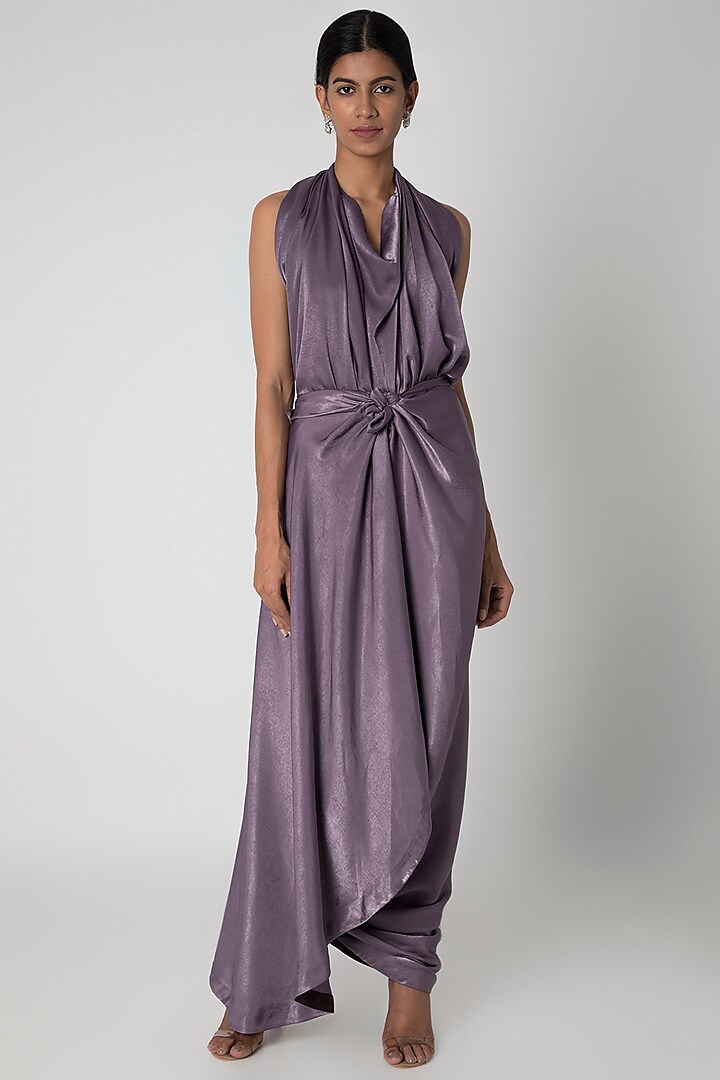 Light Purple Draped Gown by Megha Garg