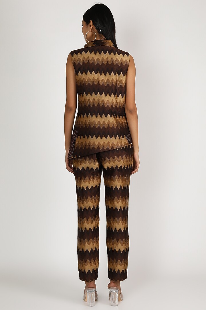 Brown Woven Sequins Jacket Set by Megha Garg at Pernia's Pop Up Shop