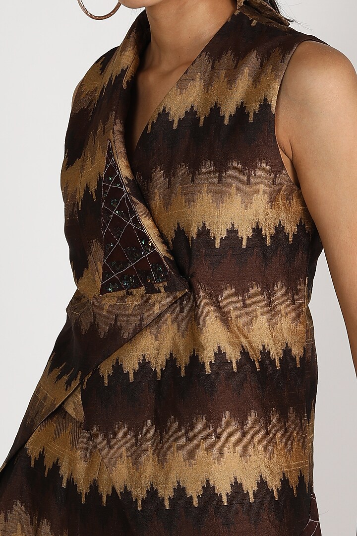 Brown Woven Sequins Jacket Set by Megha Garg at Pernia's Pop Up Shop