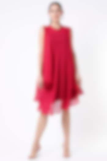 Fuchsia Draped Mini Dress by Megha Garg