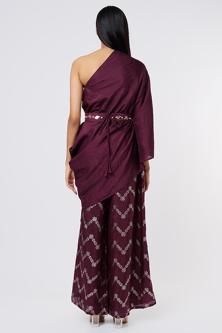 Wine Printed Pant Set by Meghna Shah at Pernia's Pop Up Shop