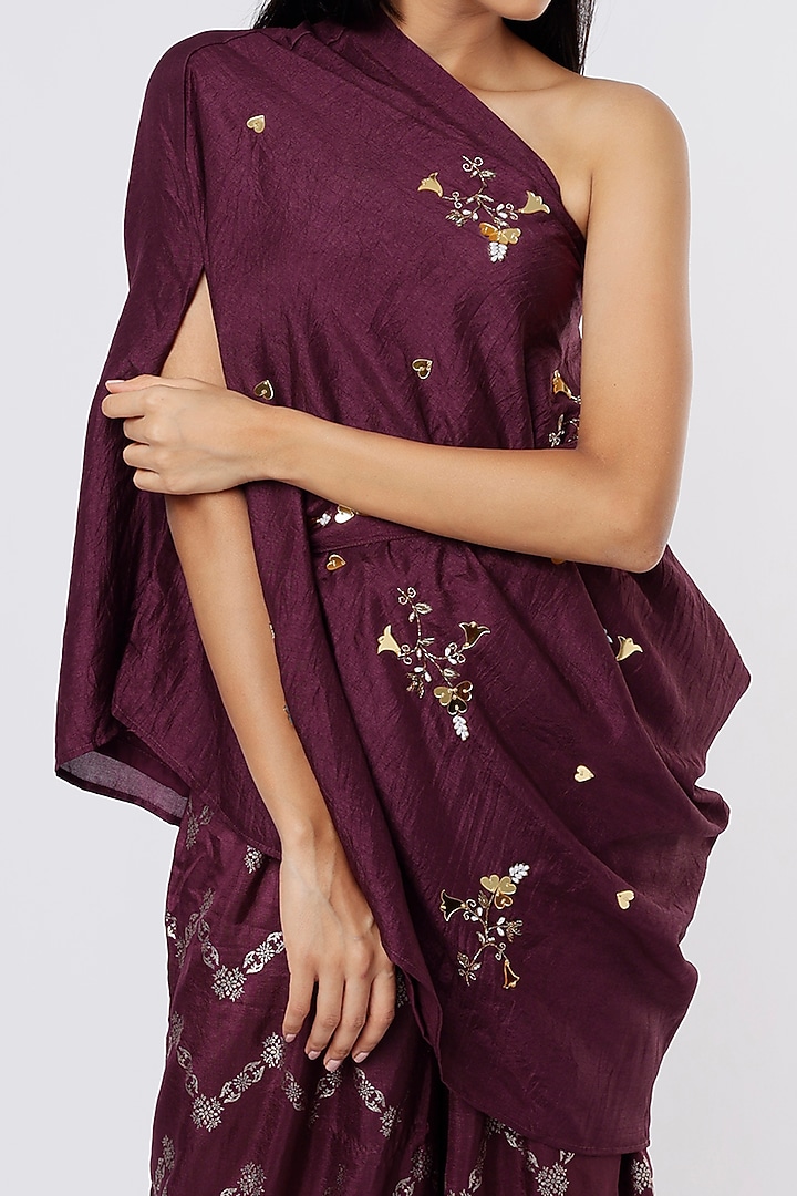 Wine Printed Pant Set by Meghna Shah at Pernia's Pop Up Shop