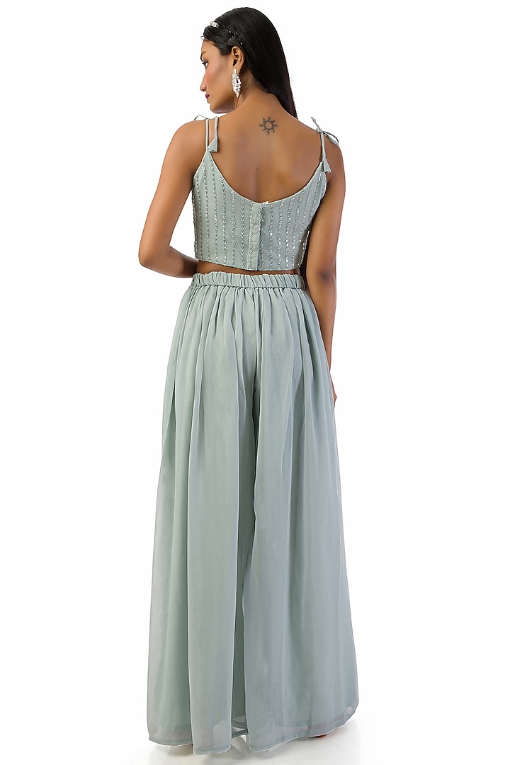 Grey Georgette Pant Set by Meghna Shah at Pernia's Pop Up Shop