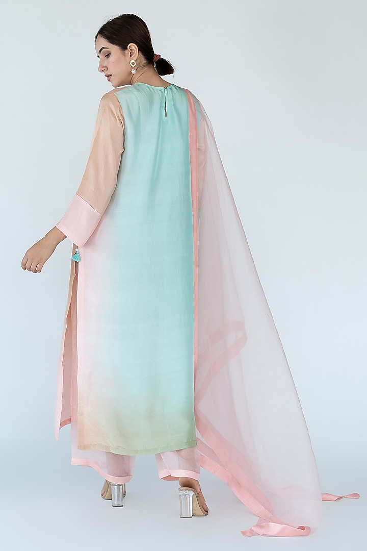 Multi-Colored Ombre Pure Crepe Color Blocked Kurta Set by Meghna Panchmatia at Pernia's Pop Up Shop