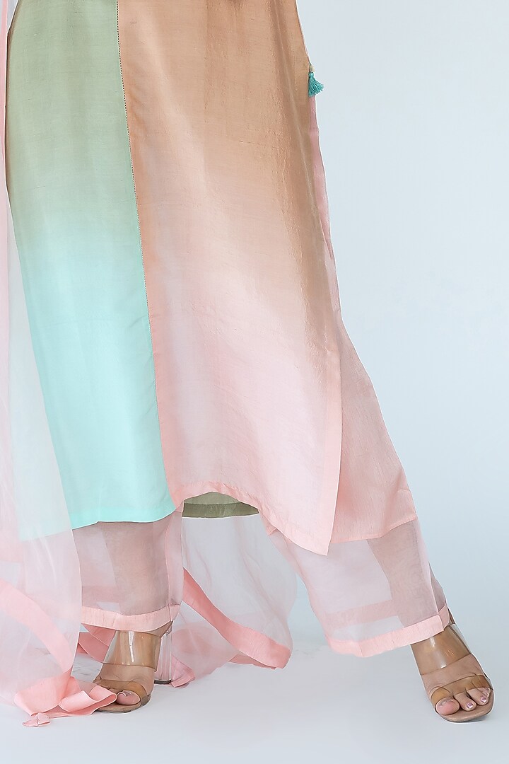Multi-Colored Ombre Pure Crepe Color Blocked Kurta Set by Meghna Panchmatia at Pernia's Pop Up Shop
