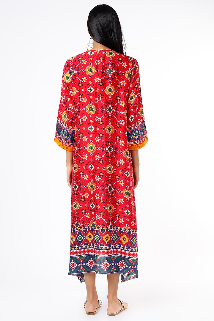 Red Silk Patola Printed Kurta by Meghna Panchmatia at Pernia's Pop Up Shop