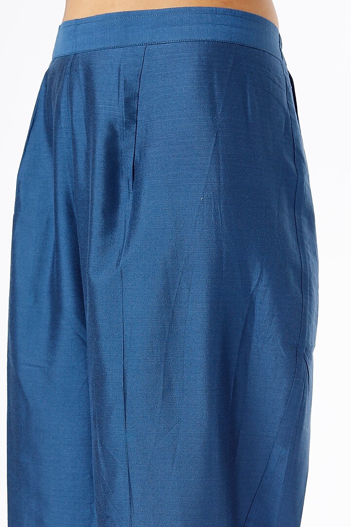 Cobalt Blue Cotton Silk Pants by Meghna Panchmatia at Pernia's Pop Up Shop