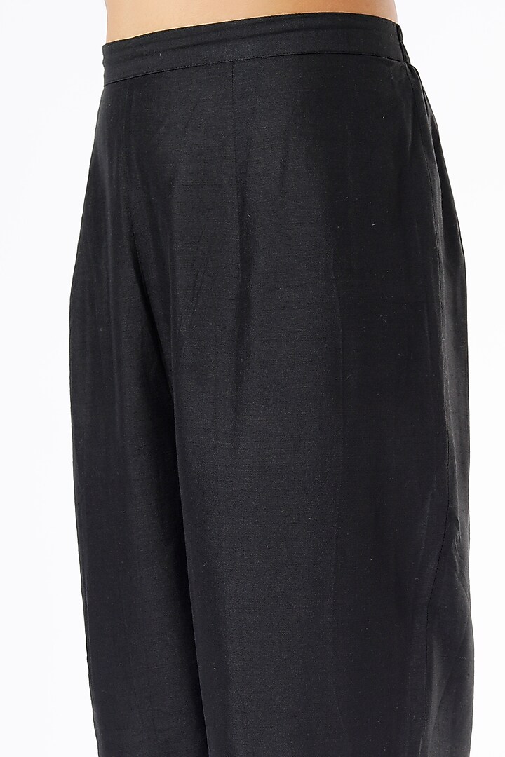Black Cotton Silk Pants by Meghna Panchmatia at Pernia's Pop Up Shop
