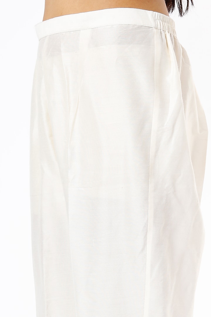 White Cotton Silk Pants by Meghna Panchmatia at Pernia's Pop Up Shop