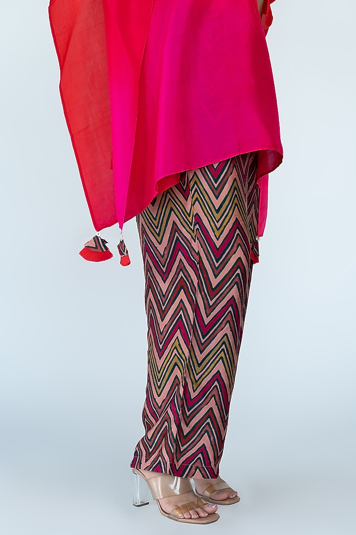 Fuchsia & Red Pure Silk Hand-Dyed Ombre Kaftan Set by Meghna Panchmatia at Pernia's Pop Up Shop
