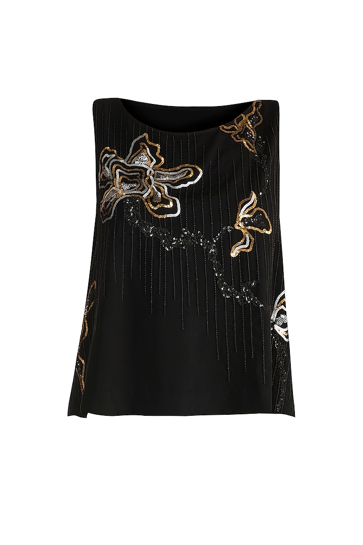 Black Embroidered Top by Gavin Miguel