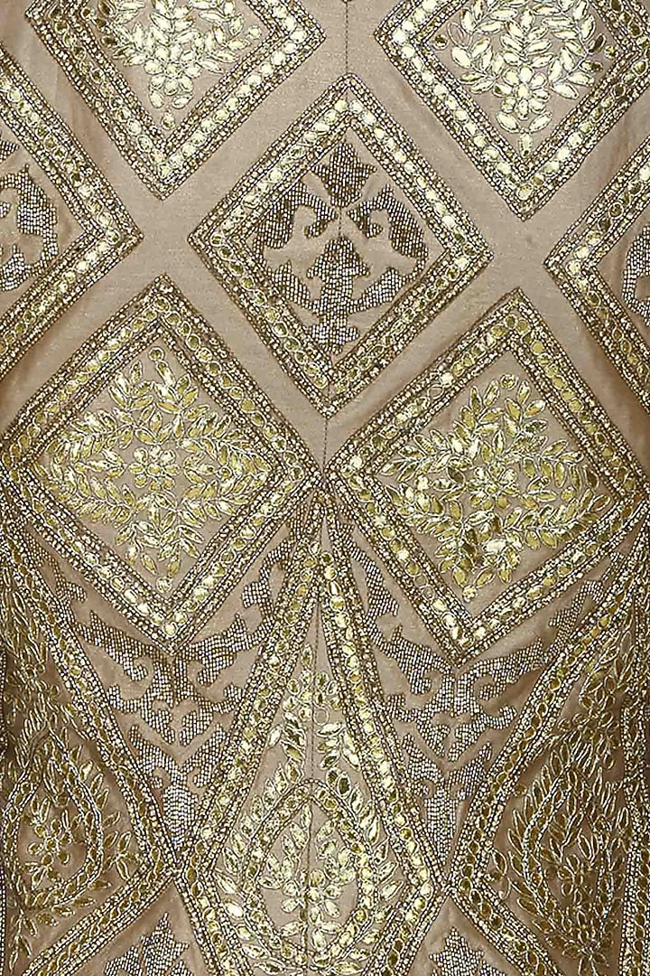 Manav Gangwani presents Gold geometrical gota patti embroidered jacket available only at Pernia's Pop Up Shop.