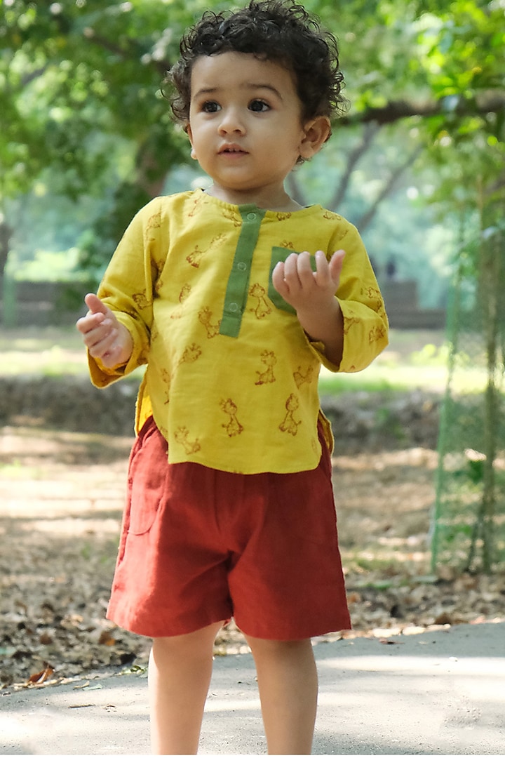 Yellow Printed Co-Ord Set For Boys by Mhysa Clothing ( TM )