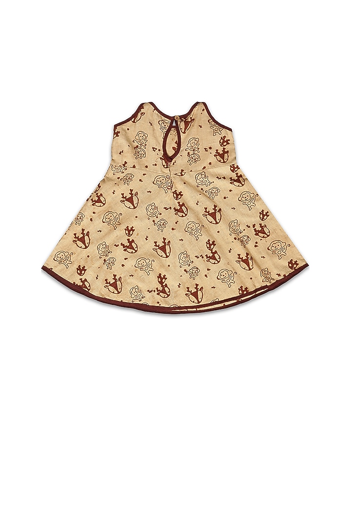 Beige Handloom Khadi A-Line Frock For Girls by Mhysa Clothing ( TM ) at Pernia's Pop Up Shop