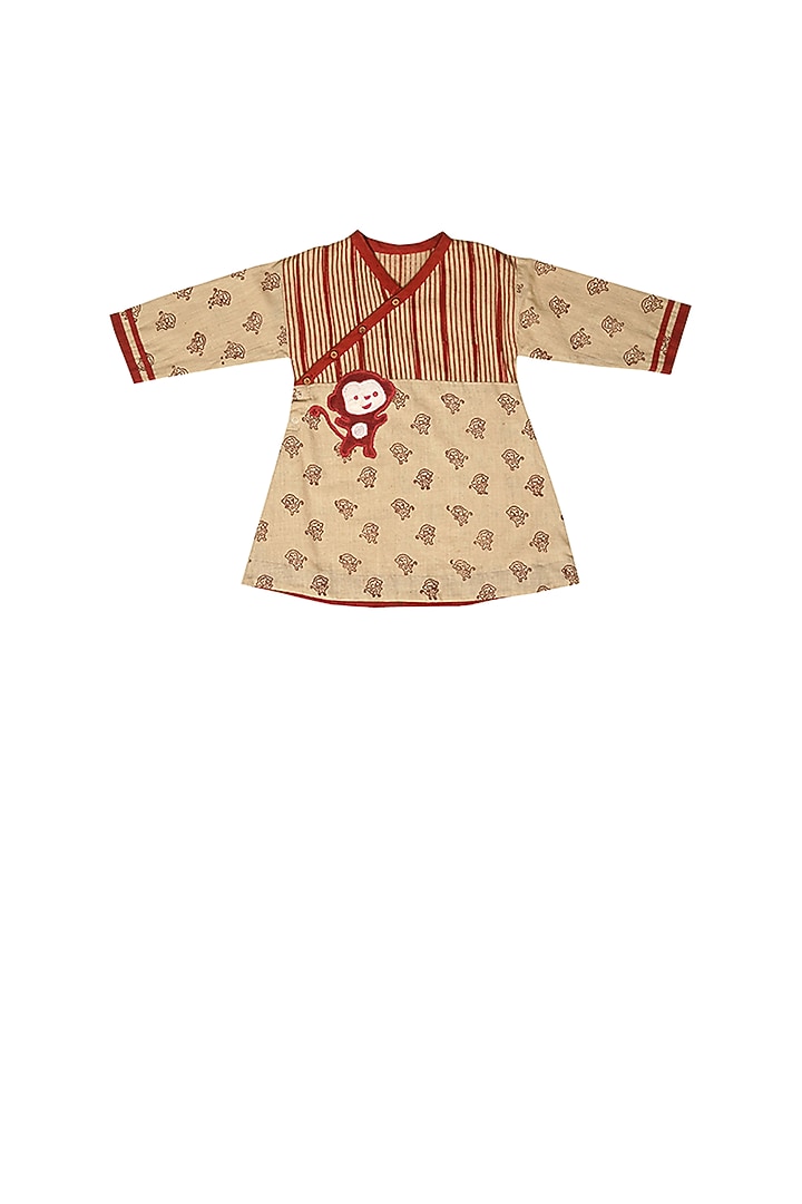 Beige Printed Frock For Girls by Mhysa Clothing ( TM ) at Pernia's Pop Up Shop
