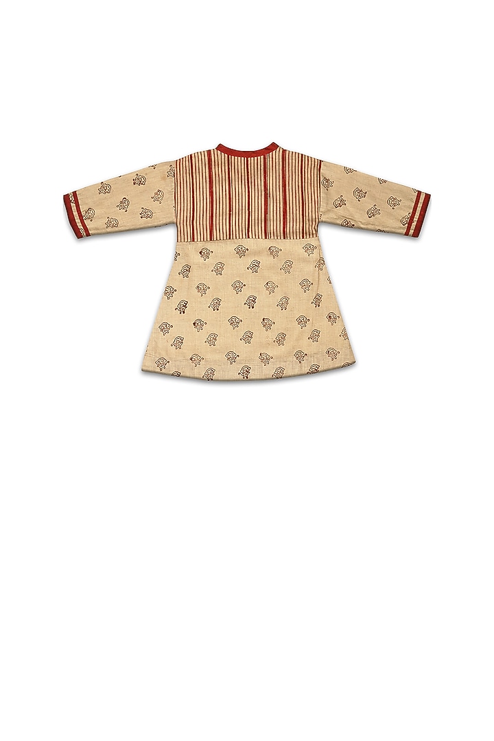 Beige Printed Frock For Girls by Mhysa Clothing ( TM ) at Pernia's Pop Up Shop