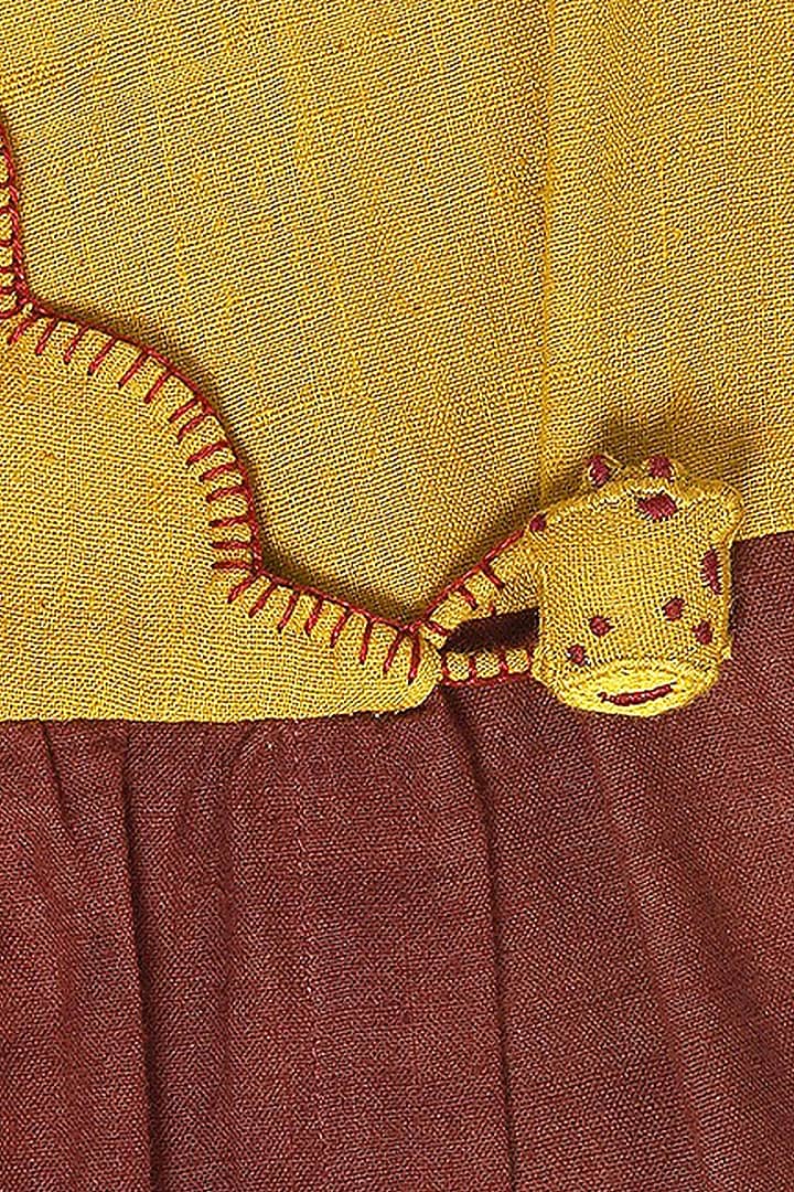 Old Gold & Maroon Embroidered Frock For Girls by Mhysa Clothing ( TM ) at Pernia's Pop Up Shop