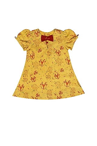 Sun Yellow Printed Frock For Girls by Mhysa Clothing ( TM )