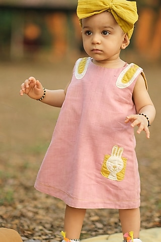 Blossom Pink Embroidered Frock For Girls by Mhysa Clothing ( TM )