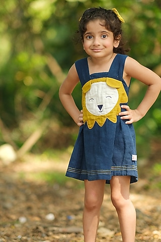 Estate Blue Embroidered Frock For Girls by Mhysa Clothing ( TM )