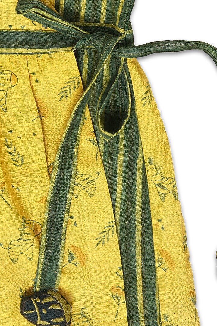 Ceylon Yellow & Eden Green Printed Frock For Girls by Mhysa Clothing ( TM ) at Pernia's Pop Up Shop